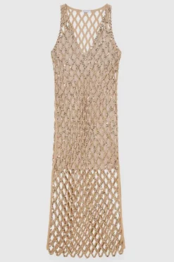 Biżuteryjna sukienka z siateczki slim fit