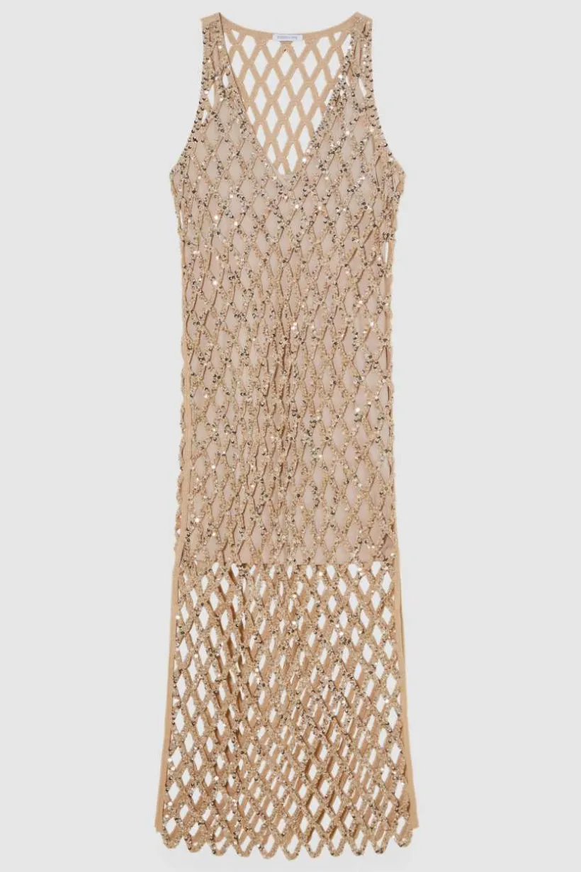 Biżuteryjna sukienka z siateczki slim fit