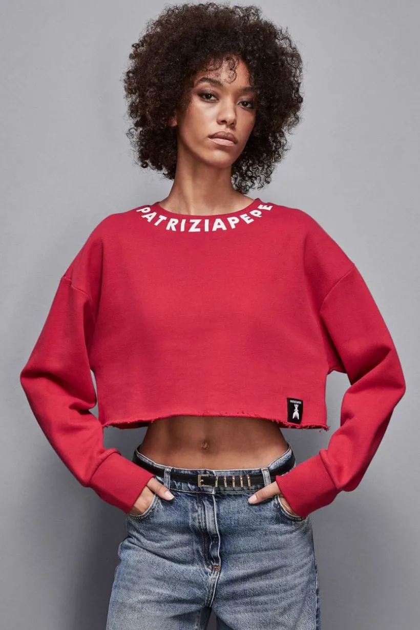 Bluza z niewykończonym brzegiem z logo