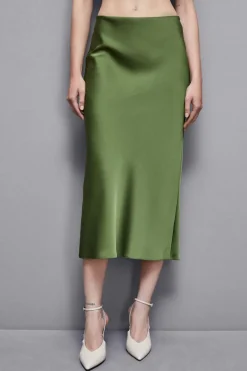 Błyszcząca satynowa spódnica mid-skirt
