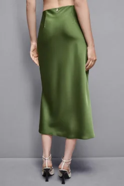 Błyszcząca satynowa spódnica mid-skirt
