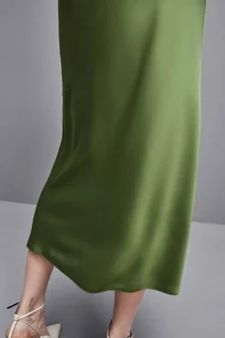 Błyszcząca satynowa spódnica mid-skirt