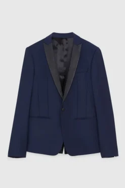 Chaqueta clásica slim fit en lana fría bielástica
