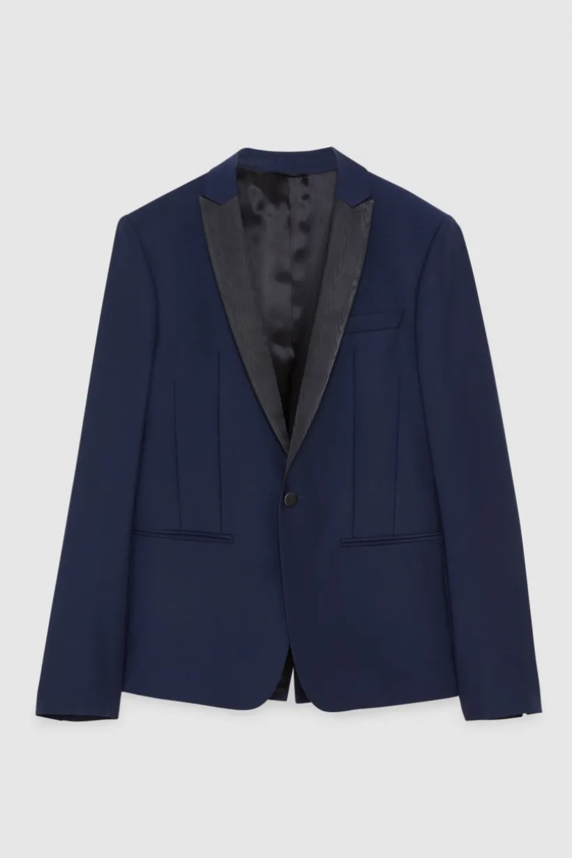 Chaqueta clásica slim fit en lana fría bielástica