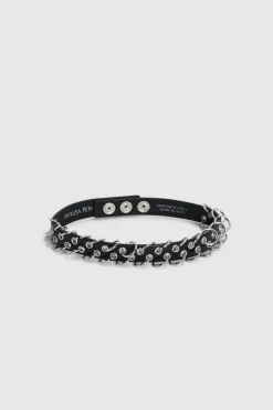 Choker z niklu i skóry nabijany ćwiekami