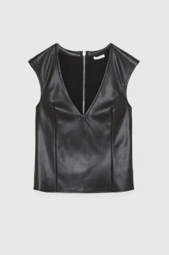 Glam rockowy top z zamkiem błyskawicznym