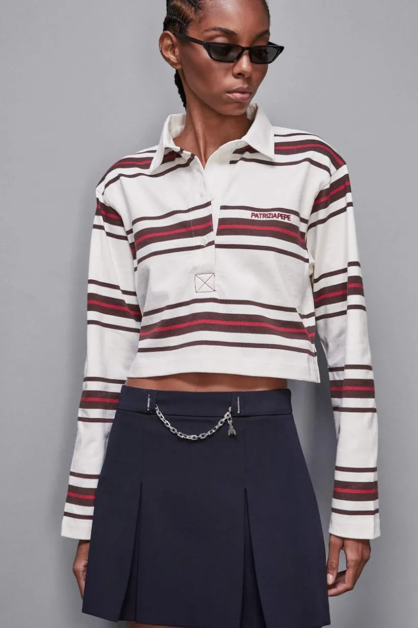 Koszulka polo cropped z długim rękawem
