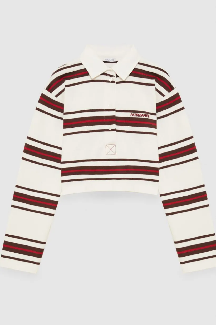Koszulka polo cropped z długim rękawem
