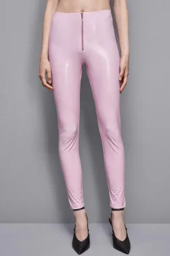 Legginsy ze sztucznej skóry z wysokim stanem