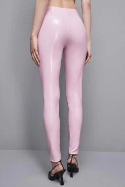 Legginsy ze sztucznej skóry z wysokim stanem