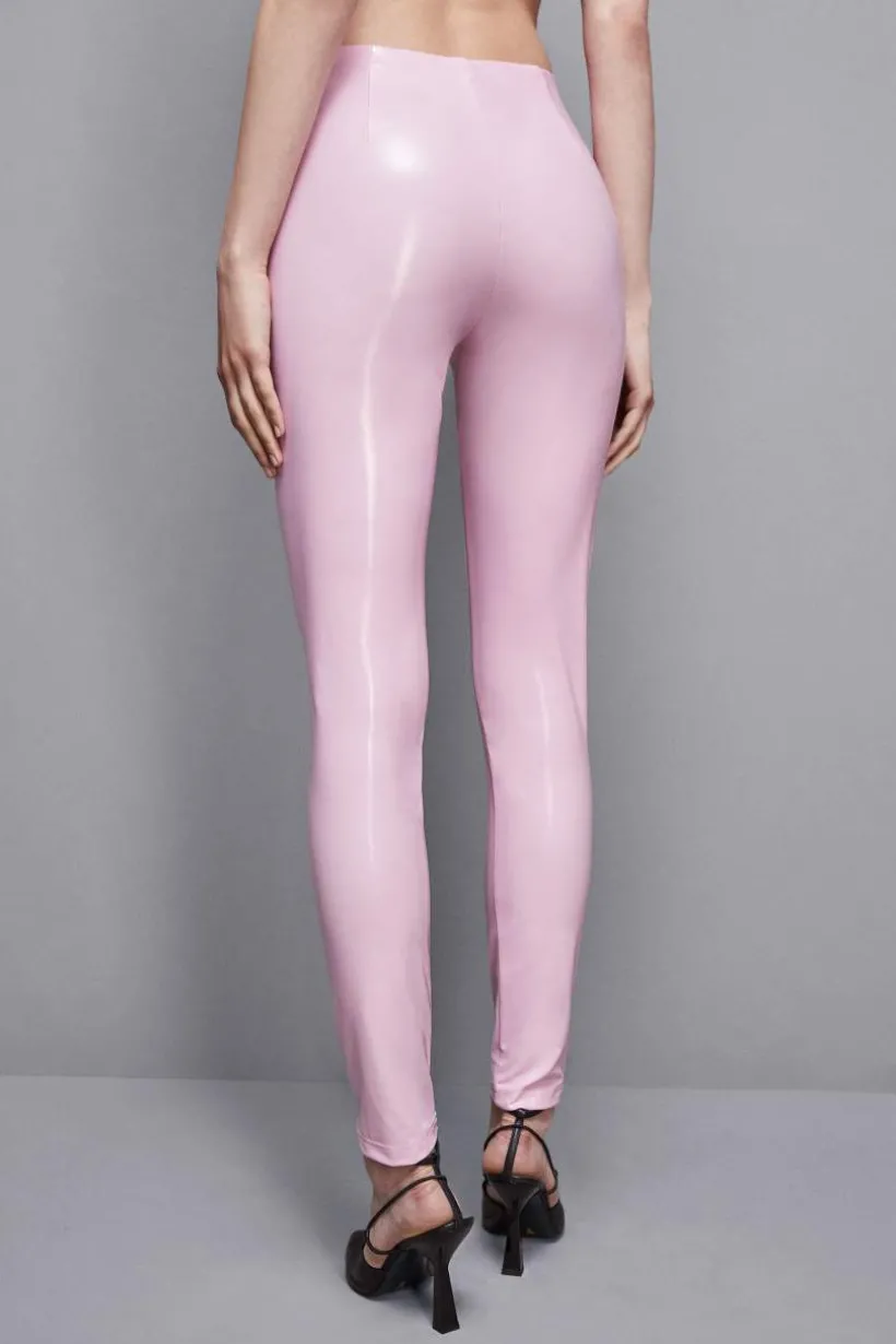 Legginsy ze sztucznej skóry z wysokim stanem