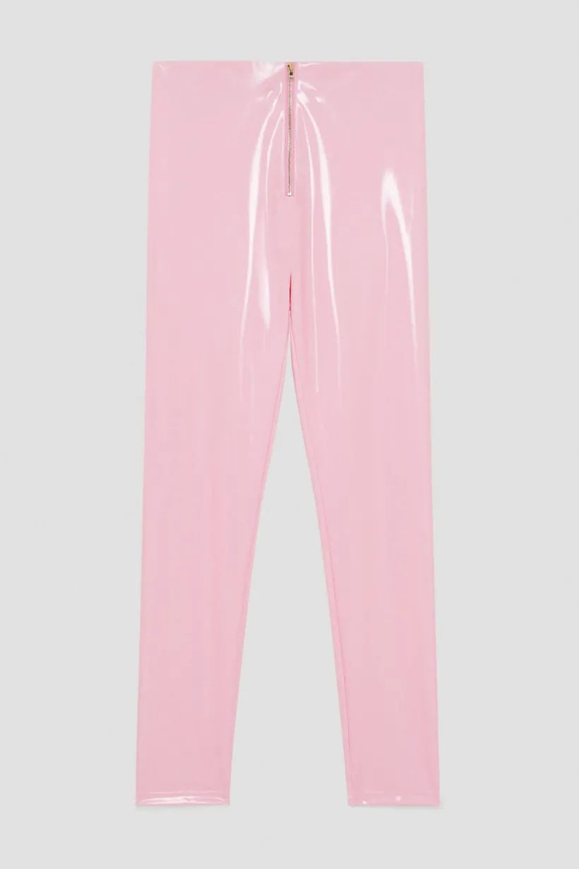 Legginsy ze sztucznej skóry z wysokim stanem