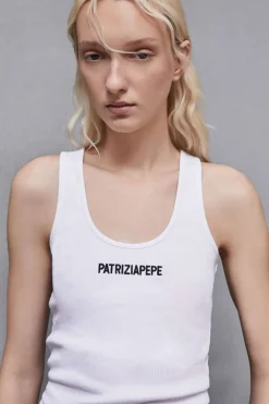 Prążkowany top z bawełny
