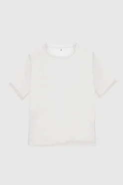 Pudełkowy T-shirt z krótkim rękawem i surowym wykończeniem