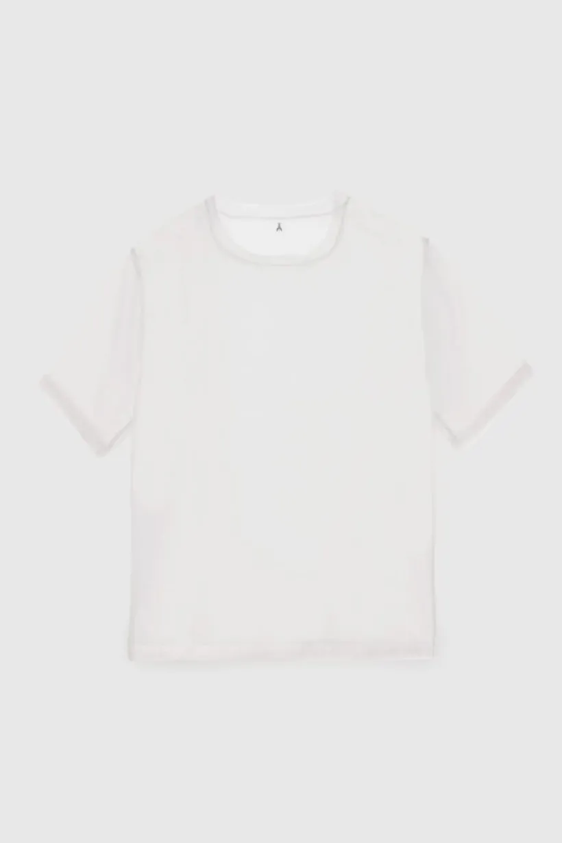 Pudełkowy T-shirt z krótkim rękawem i surowym wykończeniem