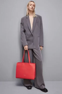 Skórzana torba typu shopper z suwakiem