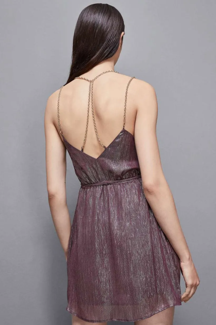 Sukienka z lureksowego jedwabiu z łańcuszkami
