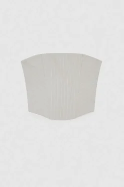 Top bustier w prążki z flaneli
