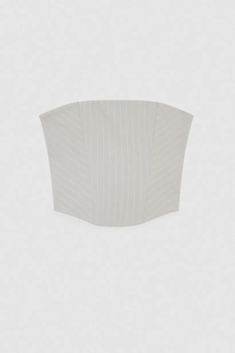 Top bustier w prążki z flaneli