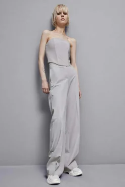 Top bustier w prążki z flaneli