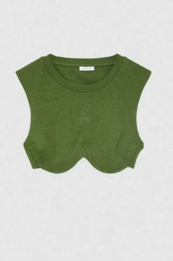 Top cropp z dresowej tkaniny z domieszką bawełny