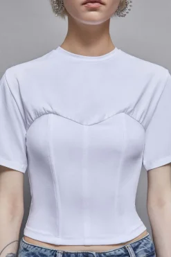T-shirt imitujący gorset z bawełnianego dżerseju
