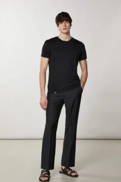 T-shirt slim fit z dżerseju z lyocellu i bawełny