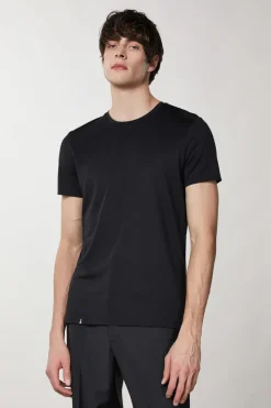 T-shirt slim fit z dżerseju z lyocellu i bawełny