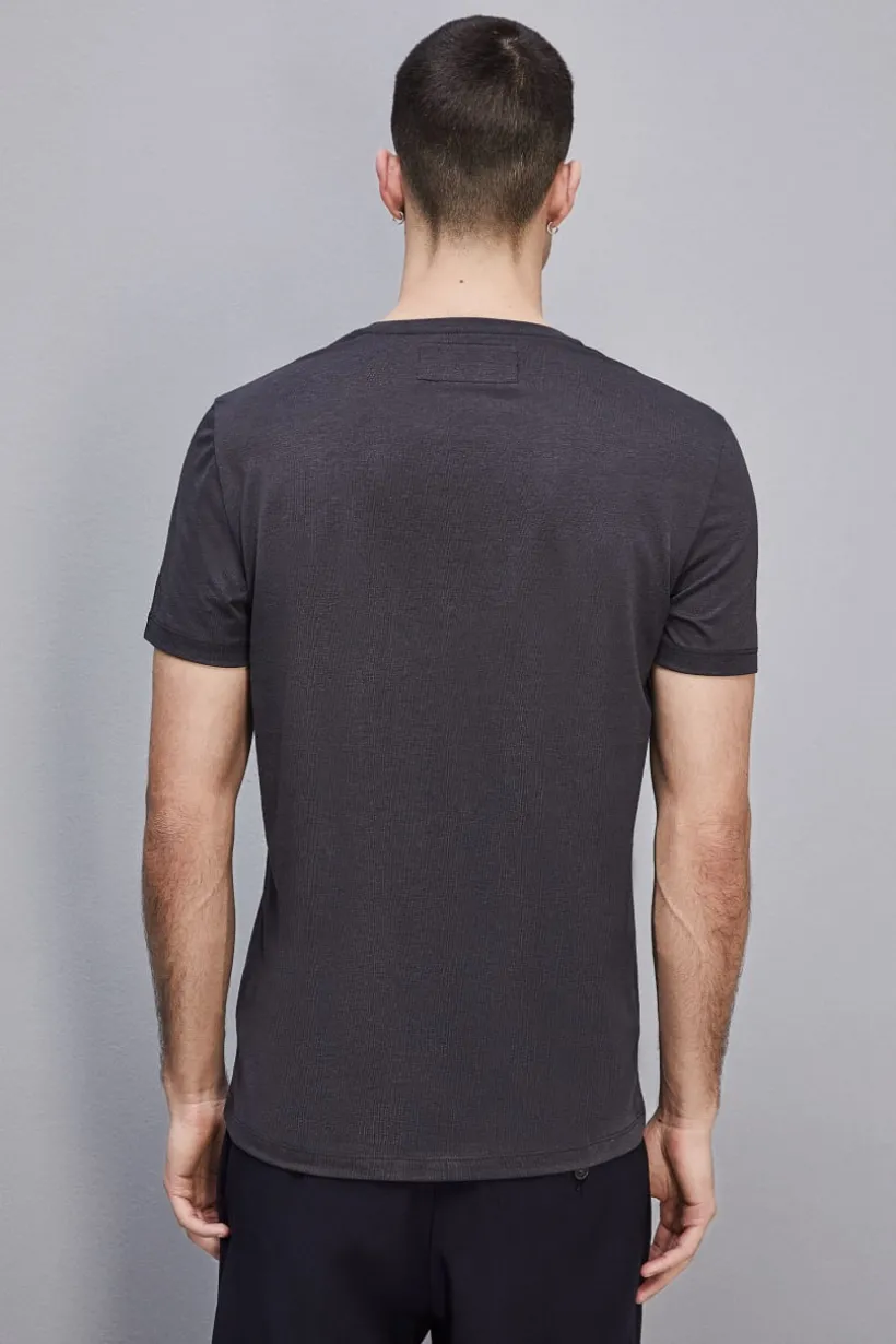 T-shirt slim fit z dżerseju z lyocellu i bawełny