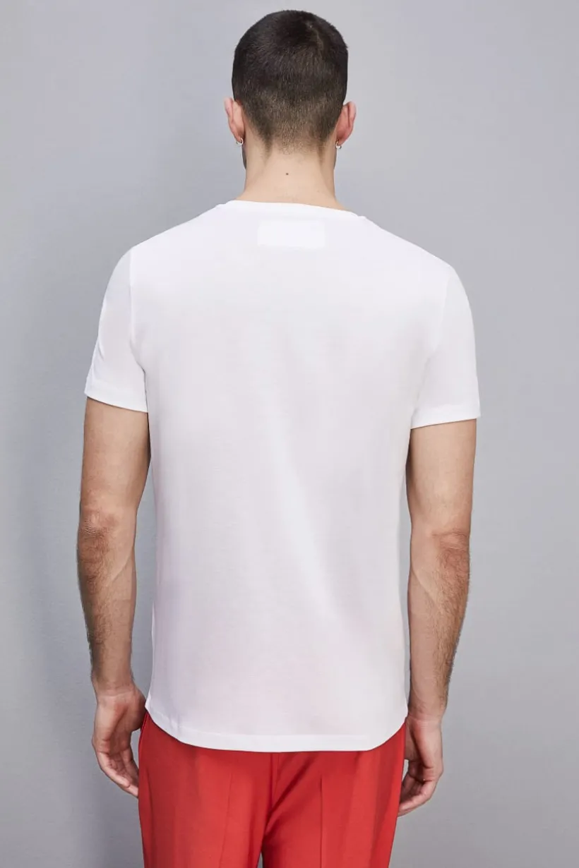 T-shirt slim fit z dżerseju z lyocellu i bawełny