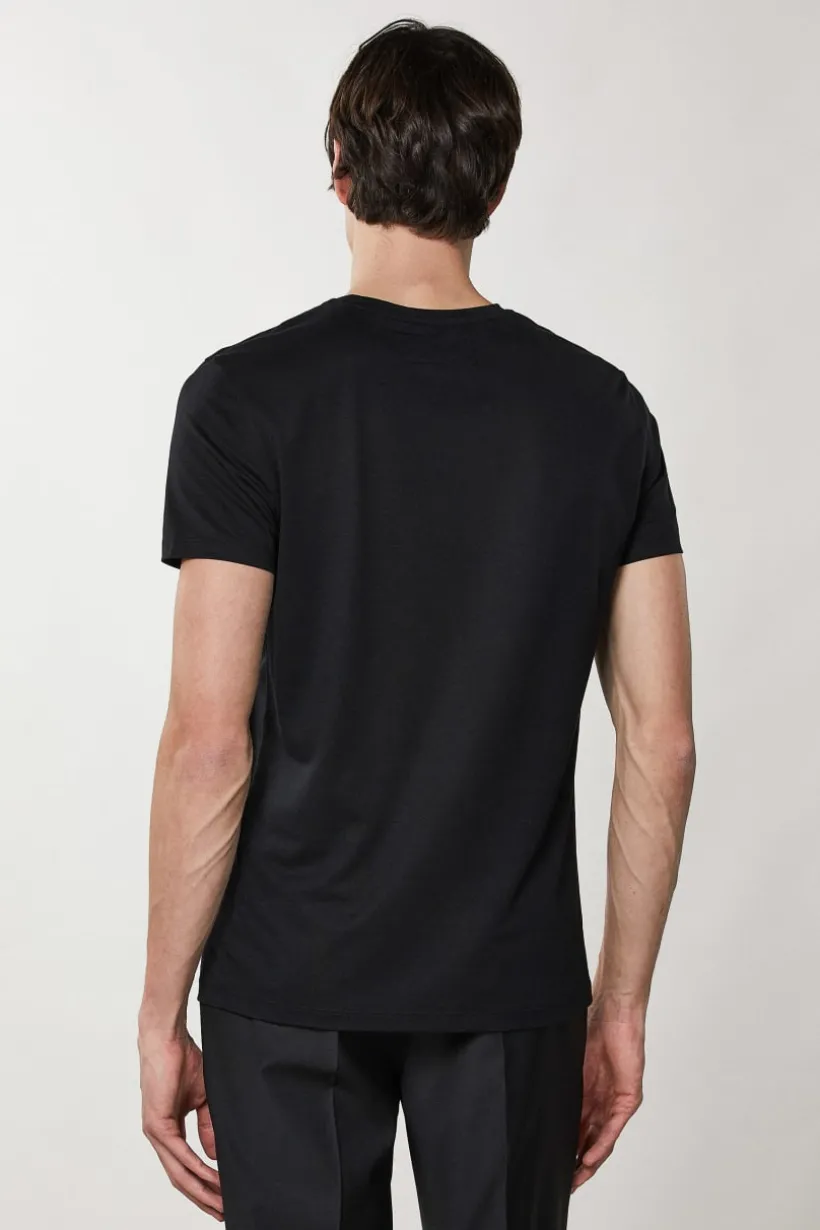 T-shirt slim fit z dżerseju z lyocellu i bawełny
