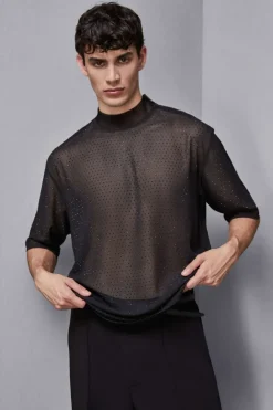 T-shirt z dżetami na całej powierzchni